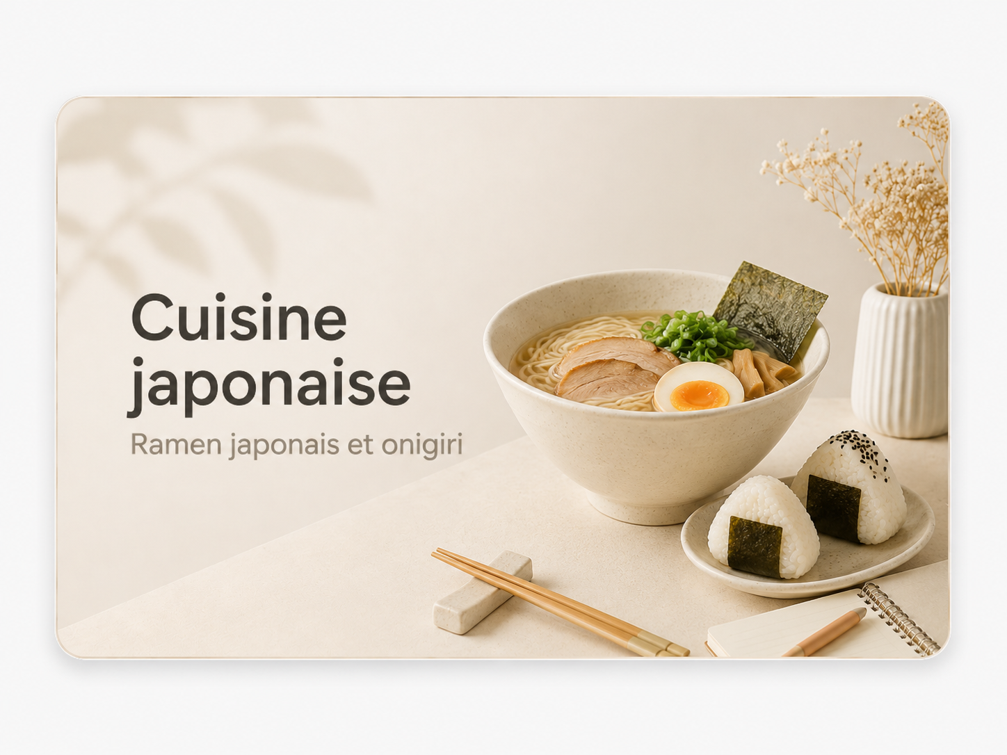 Cuisine japonaise, ramen et onigiri